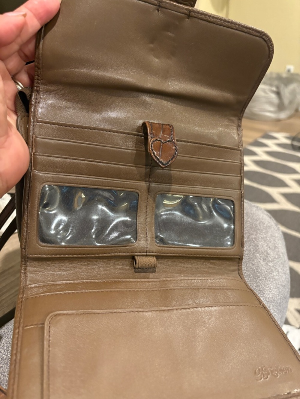 Brighton Brown Leather Crossbody Bag with Croc-Trim Accent - Picture 8 of 16